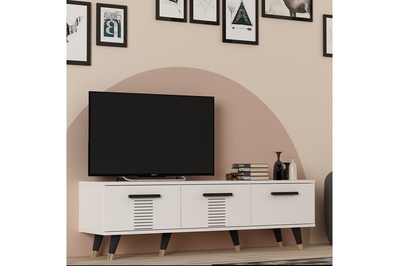 Tv-bänk Asimo 150x35 cm Vit - Hanah Home - TV bänk & mediabänk
