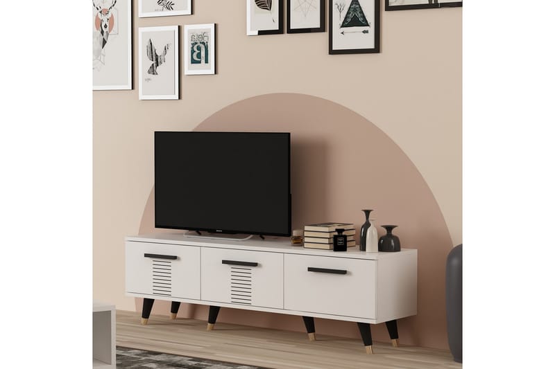 Tv-bänk Asimo 150x35 cm Vit - Hanah Home - Möbler - TV- & Mediamöbler - TV bänk & mediabänk