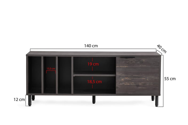 Tv-bänk Avelley 140 cm - Mörkbrun - TV bänk & mediabänk