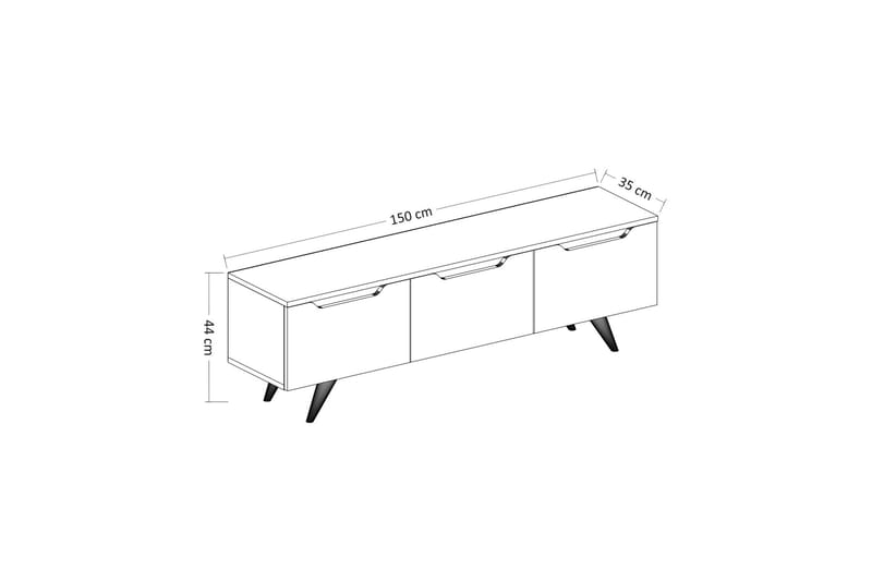 Tv-bänk Babice 150x35 cm Vit/Brun - Hanah Home - Möbler - TV- & Mediamöbler - TV bänk & mediabänk