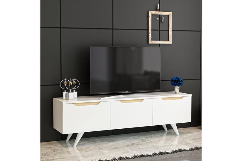 Tv-bänk Babice 150x35 cm Vit/Brun - Hanah Home - Möbler - TV- & Mediamöbler - TV bänk & mediabänk
