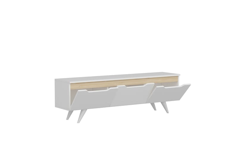 Tv-bänk Babice 150x35 cm Vit/Brun - Hanah Home - Möbler - TV- & Mediamöbler - TV bänk & mediabänk