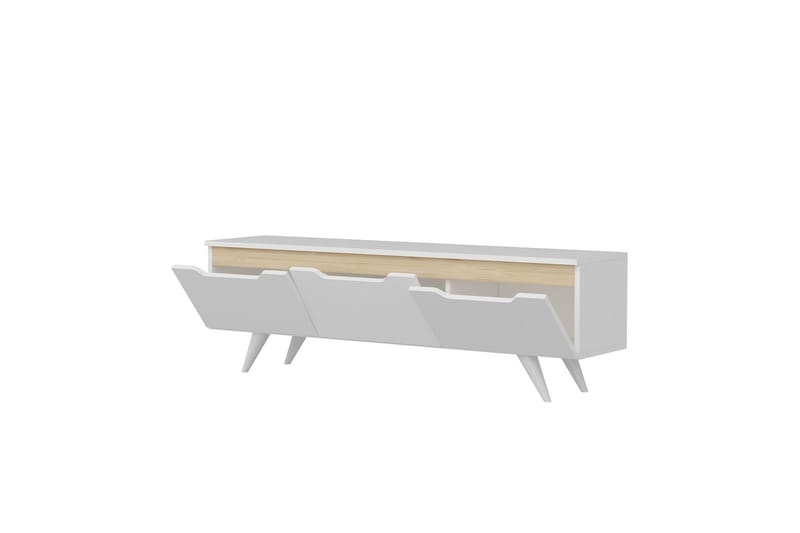 Tv-bänk Babice 150x35 cm Vit/Brun - Hanah Home - Möbler - TV- & Mediamöbler - TV bänk & mediabänk