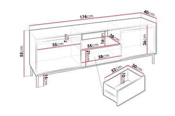 Tv-bänk Bjurholm 174 cm - Svart - Möbler - TV- & Mediamöbler - TV bänk & mediabänk