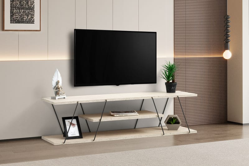 Tv-bänk Canaz 120 cm - Svart/Marmor - Möbler - TV- & Mediamöbler - TV bänk & mediabänk