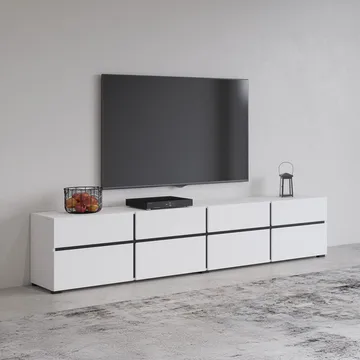 Tv-bänk Cross 4 dörrar med 4 lådor - Vit - Svart - Möbler - TV- & Mediamöbler - TV bänk & mediabänk