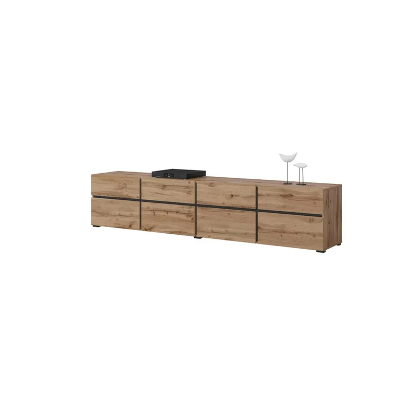 Tv-bänk Cross 4 dörrar med 4 lådor - Wotan Ek - Svart - Möbler - TV- & Mediamöbler - TV bänk & mediabänk