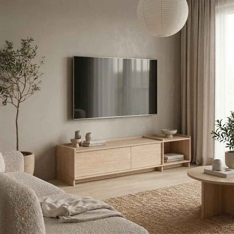 TV-bänk Deyloris 180 cm - ljust naturträ - Möbler - TV- & Mediamöbler - TV bänk & mediabänk