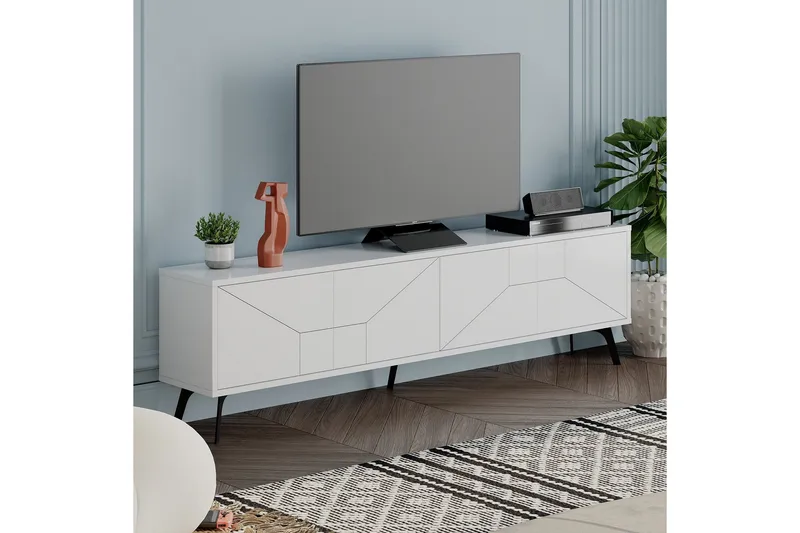 Dune Tv-bänk 180x29,6 cm Vit - Hanah Home - Möbler - TV- & Mediamöbler - TV bänk & mediabänk