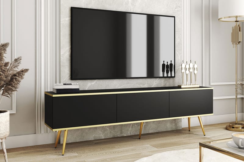 Tv-bänk Edson 175 cm - Svart - Möbler - TV- & Mediamöbler - TV bänk & mediabänk