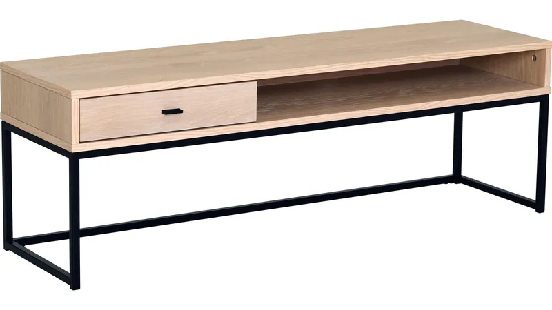 TV-bänk Eiknor 120 cm, Vitpigmenterad ek / brunlackad ekfaner