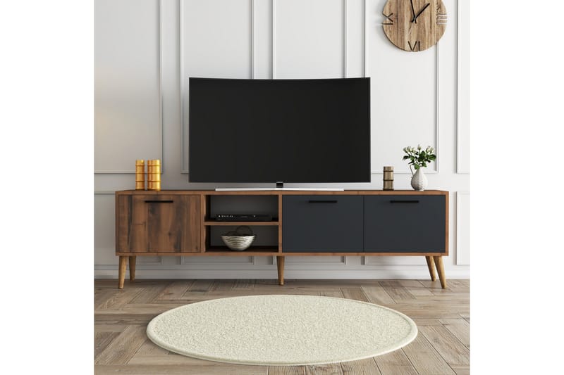 Tv-bänk Essexa 180x35 cm Brun/Svart - Hanah Home - TV bänk & mediabänk