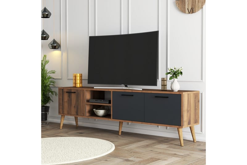 Tv-bänk Essexa 180x35 cm Brun/Svart - Hanah Home - TV bänk & mediabänk