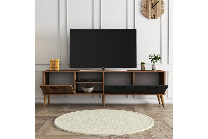 Tv-bänk Essexa 180x35 cm Brun/Svart - Hanah Home - TV bänk & mediabänk