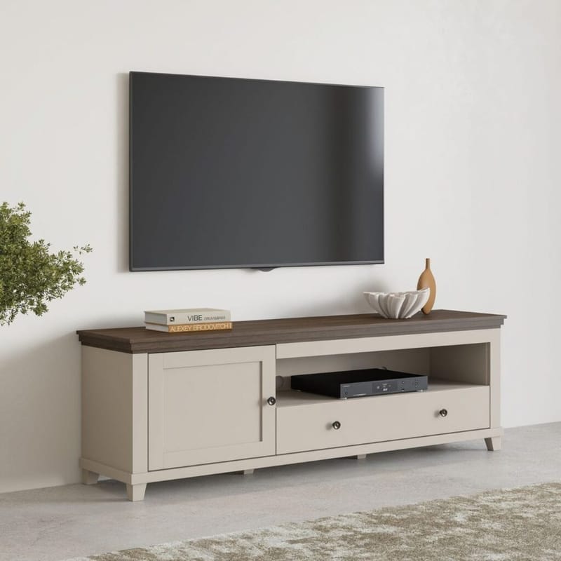 Tv-bänk Evora 1 dörr 1 låda - Ljus Beige - Möbler - TV- & Mediamöbler - TV bänk & mediabänk