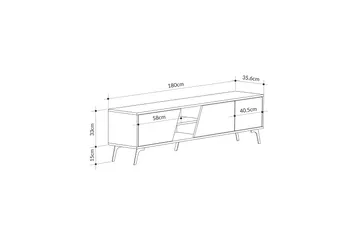Fiona Tv-bänk 180x35,6 cm Brun/Vit - Hanah Home - Möbler - TV- & Mediamöbler - TV bänk & mediabänk