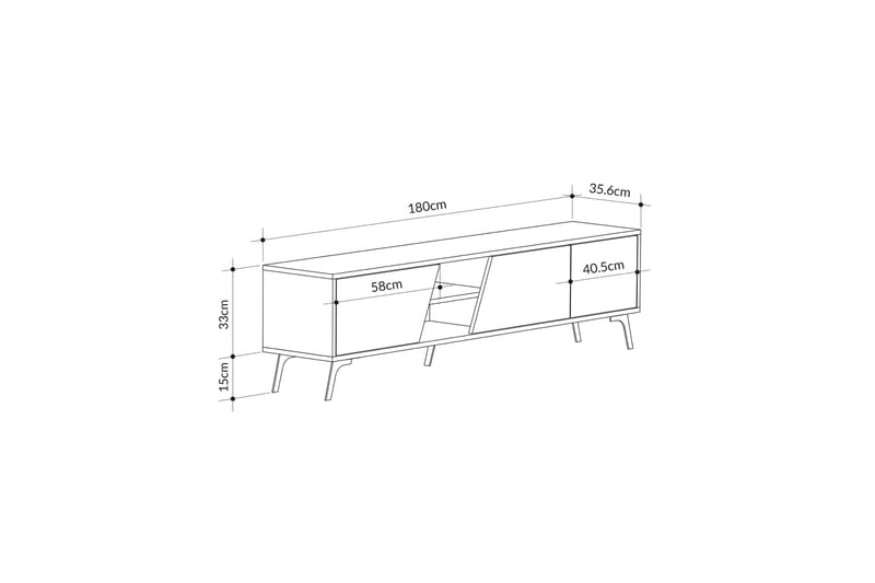 Tv-bänk Fiona 180x35,6 cm Brun/Vit - Hanah Home - Möbler - TV- & Mediamöbler - TV bänk & mediabänk