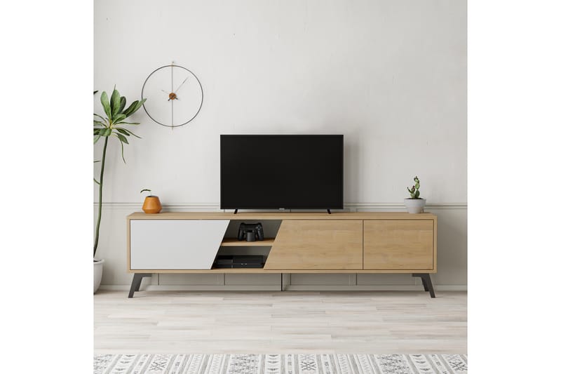 Tv-bänk Fiona 180x35,6 cm Brun/Vit - Hanah Home - Möbler - TV- & Mediamöbler - TV bänk & mediabänk