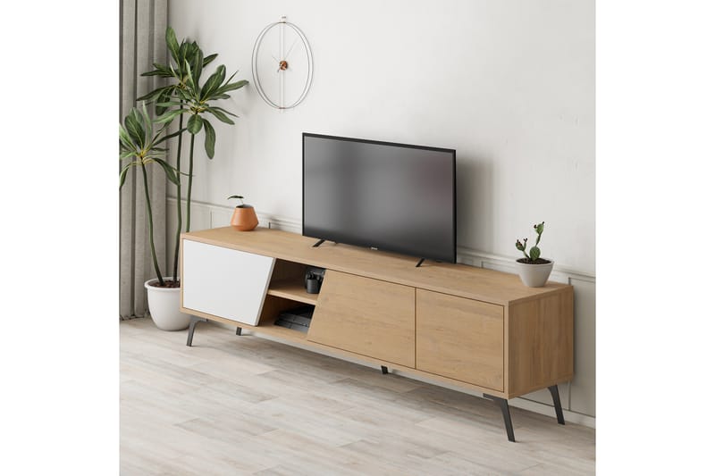 Tv-bänk Fiona 180x35,6 cm Brun/Vit - Hanah Home - Möbler - TV- & Mediamöbler - TV bänk & mediabänk