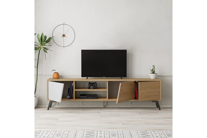 Tv-bänk Fiona 180x35,6 cm Brun/Vit - Hanah Home - Möbler - TV- & Mediamöbler - TV bänk & mediabänk