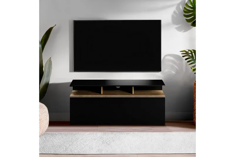 TV-bänk Galnor Svart / Valnöt - Svart / Valnöt - Möbler - TV- & Mediamöbler - TV bänk & mediabänk