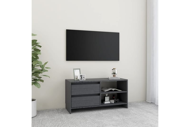 TV-bänk grå 80x31x39 cm massiv furu - Grå - TV bänk & mediabänk