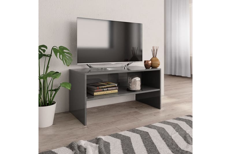 TV-bänk grå högglans 80x40x40 cm spånskiva - Grå - TV bänk & mediabänk