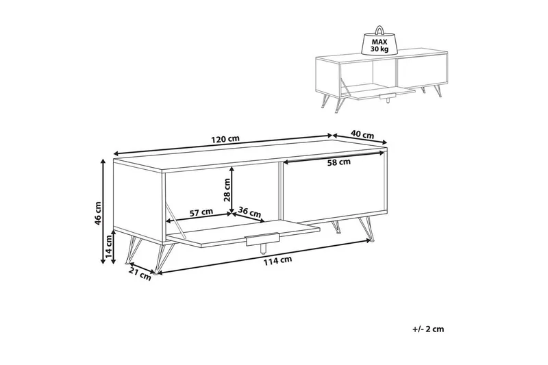 TV-bänk Halston Ljus trä, svart - Ljus trä, svart - Möbler - TV- & Mediamöbler - TV bänk & mediabänk