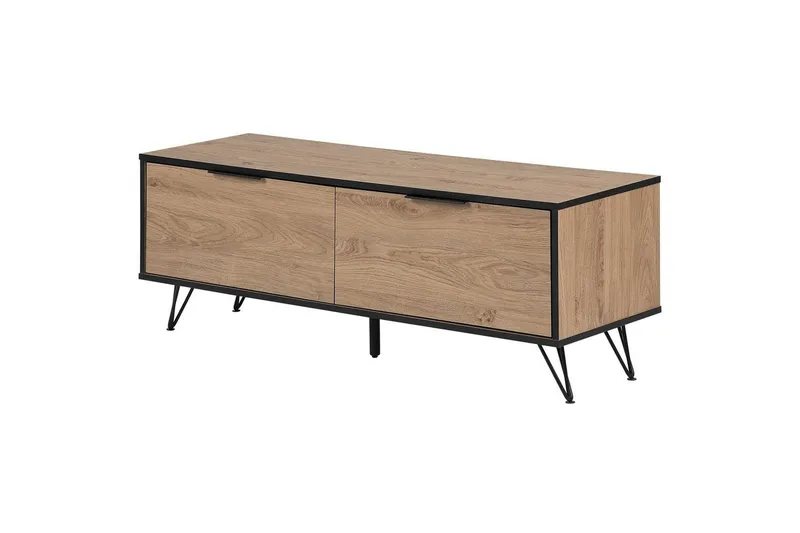 TV-bänk Halston Ljus trä, svart - Ljus trä, svart - Möbler - TV- & Mediamöbler - TV bänk & mediabänk