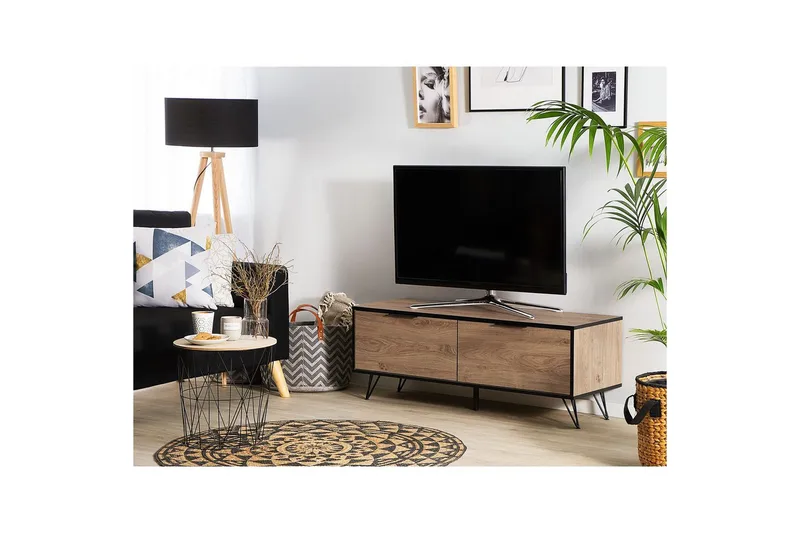 TV-bänk Halston Ljus trä, svart - Ljus trä, svart - Möbler - TV- & Mediamöbler - TV bänk & mediabänk