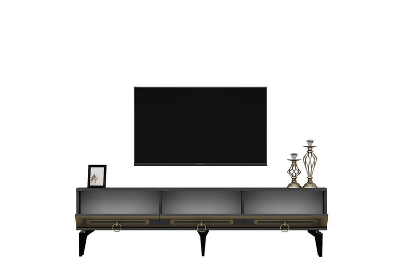 Tv-bänk Harlen 180 cm - Antracit/Guld - Möbler - TV- & Mediamöbler - TV bänk & mediabänk