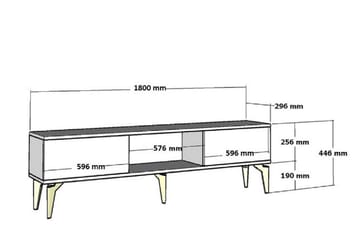 Tv-bänk Harlen 180 cm - Vit/Guld - Möbler - TV- & Mediamöbler - TV bänk & mediabänk