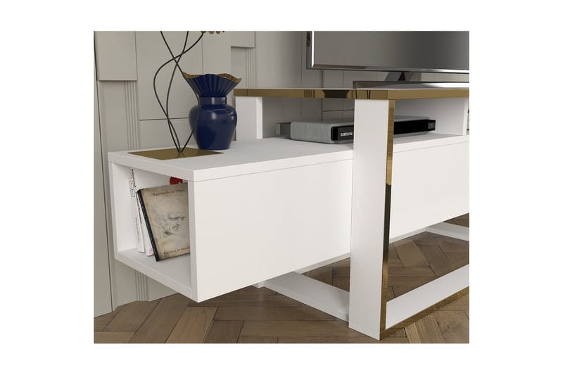 TV-bänk Herb Vit / Rany - Guld/Vit - Möbler - TV- & Mediamöbler - TV bänk & mediabänk