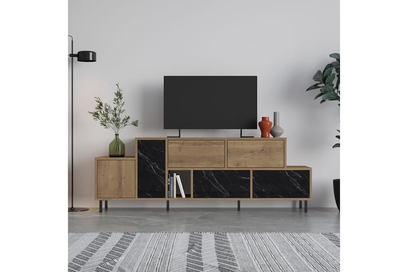 Tv-bänk Hermes 171,2x35,6 cm Brun/Svart - Hanah Home - Möbler - TV- & Mediamöbler - TV bänk & mediabänk