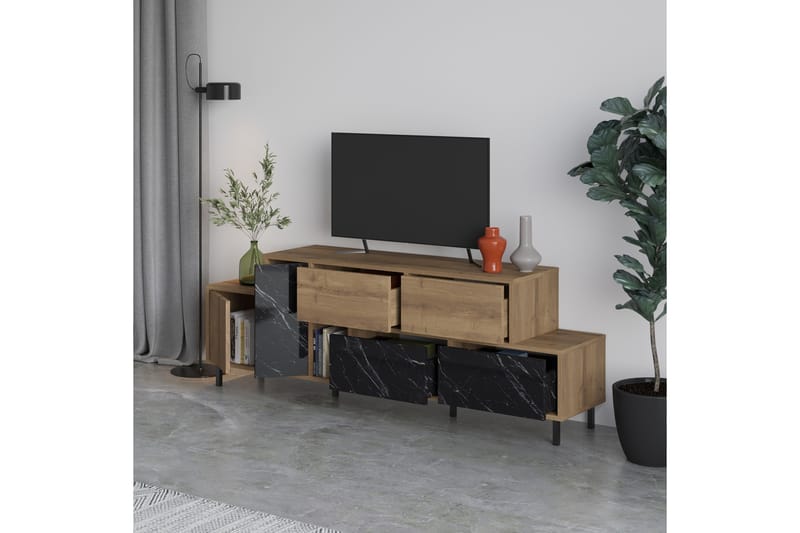 Tv-bänk Hermes 171,2x35,6 cm Brun/Svart - Hanah Home - Möbler - TV- & Mediamöbler - TV bänk & mediabänk
