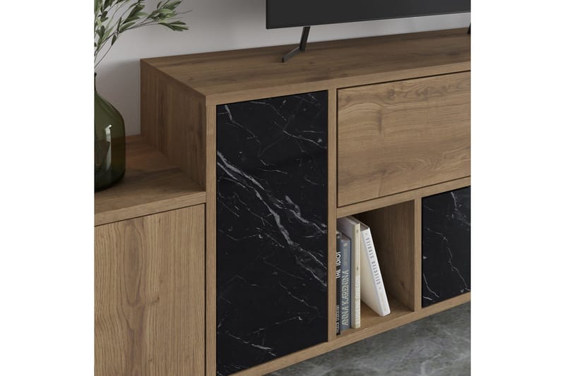 Hermes Tv-bänk 171,2x35,6 cm Brun/Svart - Hanah Home - Möbler - TV- & Mediamöbler - TV bänk & mediabänk