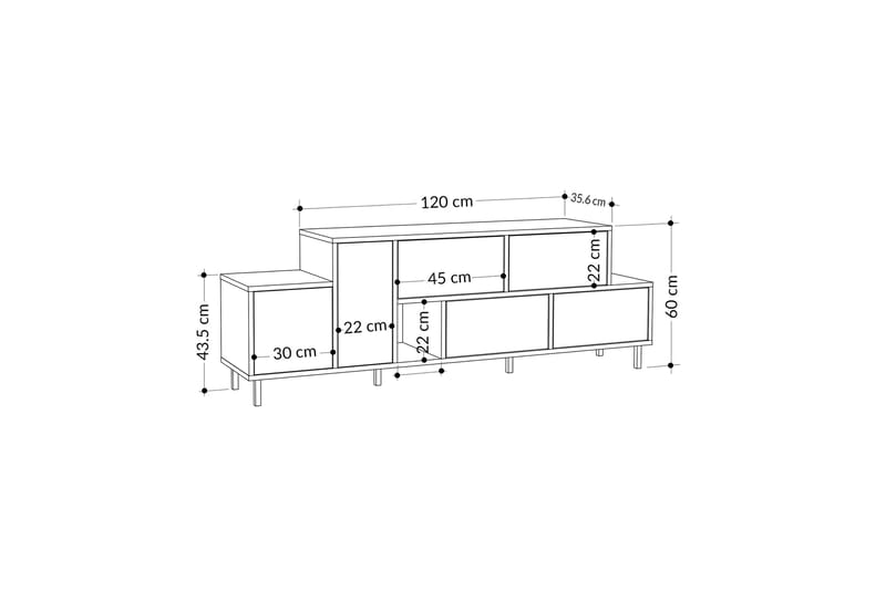 Hermes Tv-bänk 171,2x35,6 cm Brun/Svart - Hanah Home - Möbler - TV- & Mediamöbler - TV bänk & mediabänk
