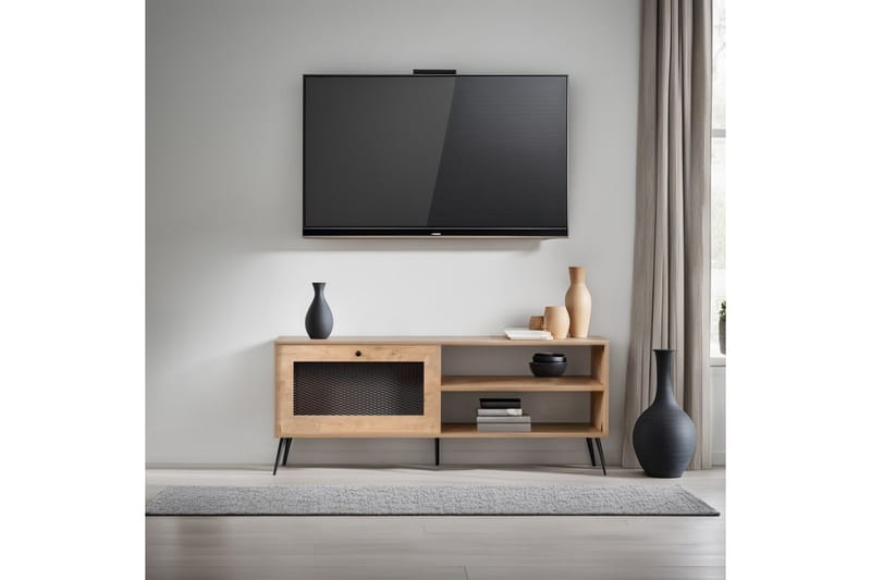 Tv-bänk Hilal 138 cm - Ek/Svart - Möbler - TV- & Mediamöbler - TV bänk & mediabänk