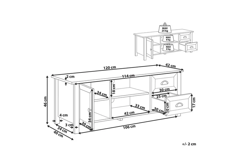 TV-bänk Honolulu Grå - Grå - Möbler - TV- & Mediamöbler - TV bänk & mediabänk