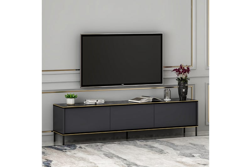 Tv-bänk Imaj 180x35 cm Svart - Hanah Home - Möbler - TV- & Mediamöbler - TV bänk & mediabänk