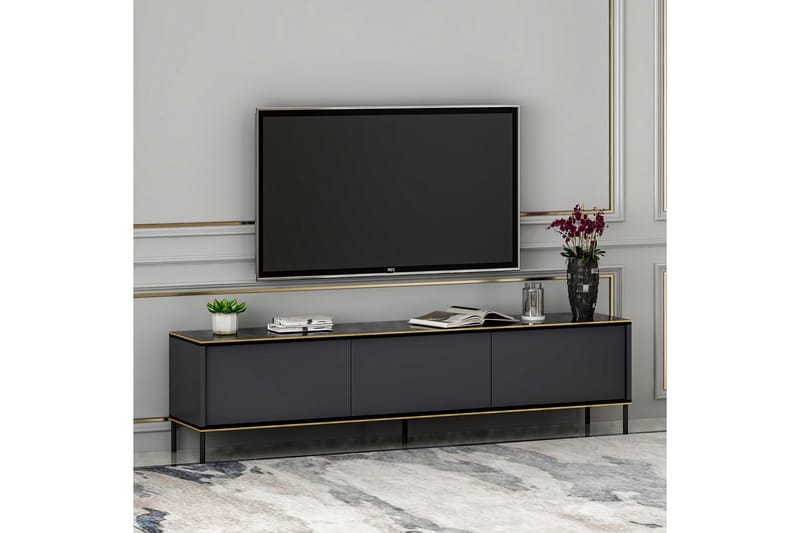 Tv-bänk Imaj 180x35 cm Svart - Hanah Home - TV bänk & mediabänk