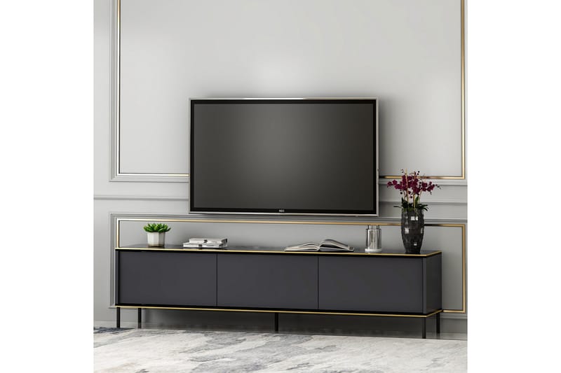 Tv-bänk Imaj 180x35 cm Svart - Hanah Home - TV bänk & mediabänk