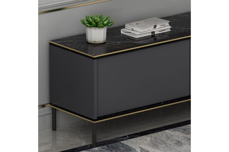 Tv-bänk Imaj 180x35 cm Svart - Hanah Home - Möbler - TV- & Mediamöbler - TV bänk & mediabänk