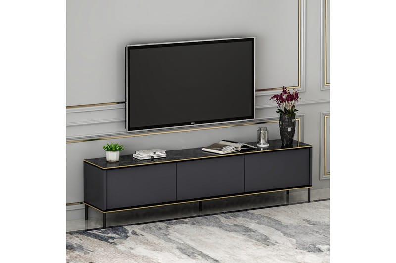 Tv-bänk Imaj 180x35 cm Svart - Hanah Home - Möbler - TV- & Mediamöbler - TV bänk & mediabänk