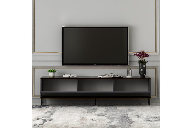 Tv-bänk Imaj 180x35 cm Svart - Hanah Home - Möbler - TV- & Mediamöbler - TV bänk & mediabänk