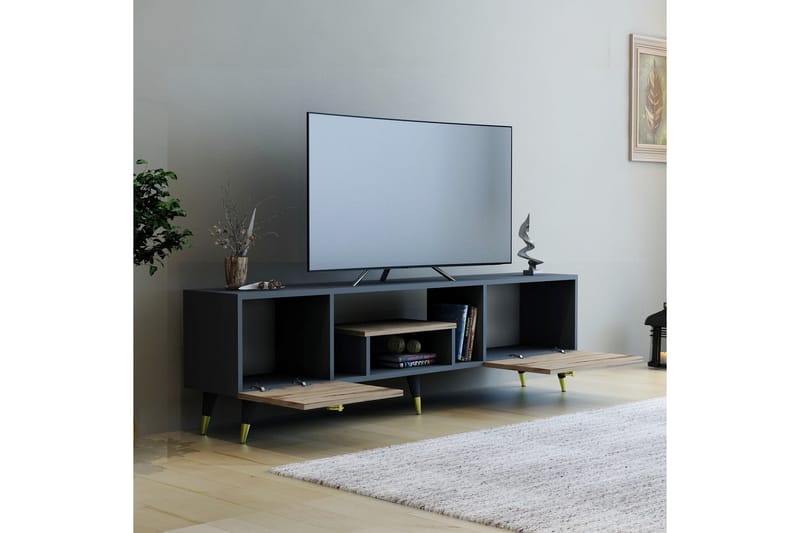 Tv-bänk Irma 150x29,6 cm Brun/Svart - Hanah Home - Möbler - TV- & Mediamöbler - TV bänk & mediabänk