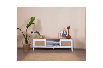 TV-bänk Jatinder Vit / Ek - Natur/Vit - Möbler - TV- & Mediamöbler - TV bänk & mediabänk