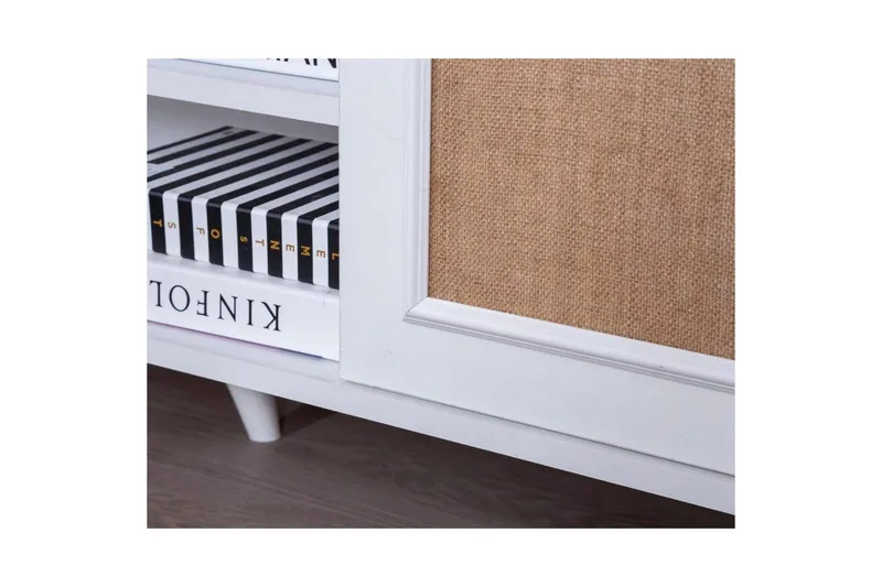 TV-bänk Jatinder Vit / Ek - Natur/Vit - Möbler - TV- & Mediamöbler - TV bänk & mediabänk