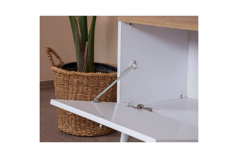 TV-bänk Jatinder Vit / Ek - Natur/Vit - Möbler - TV- & Mediamöbler - TV bänk & mediabänk