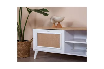 TV-bänk Jatinder Vit / Ek - Natur/Vit - Möbler - TV- & Mediamöbler - TV bänk & mediabänk